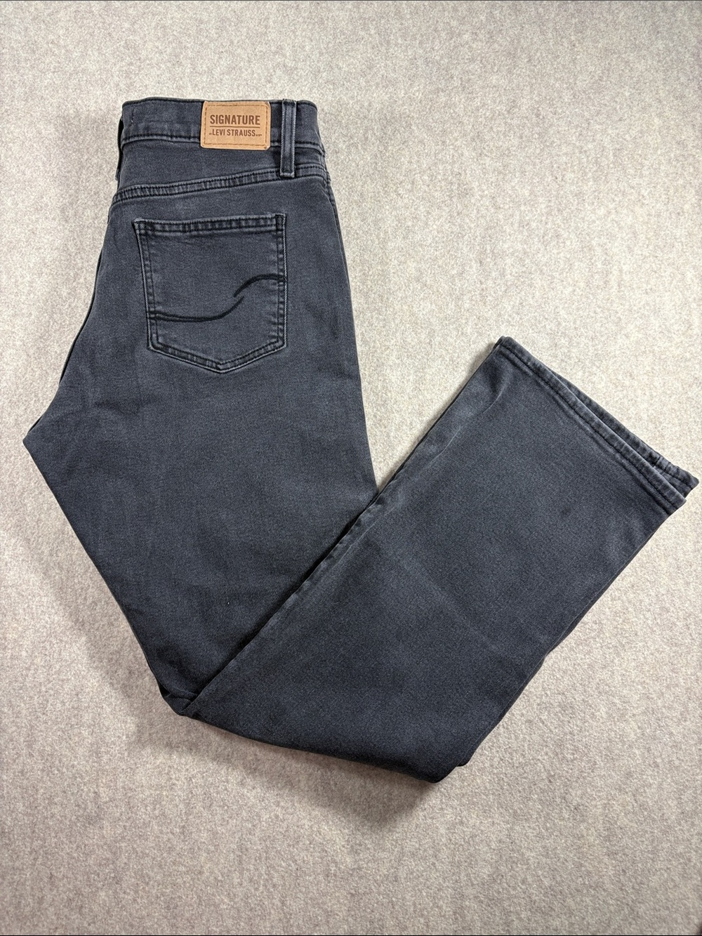 Signature by Levi Strauss Heritage High Rise Kick Boot Jeans Gray Black EUC 8/29